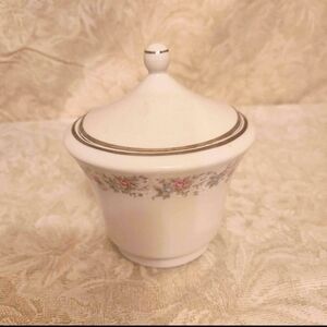 CMIELOW Made In Poland Sugar Dish W/Lid, Flowers & Silver Trim